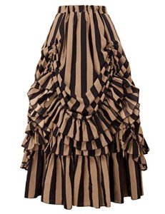 Striped Steampunk Gothic High Low Skirt (M)
