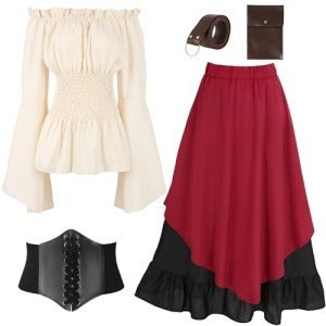 Renaissance Costume Medieval Victorian Women Halloween Pirate Cosplay