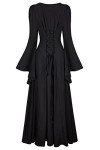 Gothic Trumpet Sleeves Renaissance Dress Women Black Large