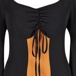 Gothic Trumpet Sleeves Renaissance Dress Women Black Large