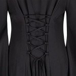 Gothic Trumpet Sleeves Renaissance Dress Women Black Large