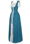 Renaissance Pirate Witch Goddess Dress White+Lake Blue-XL