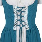 Renaissance Pirate Witch Goddess Dress White+Lake Blue-XL