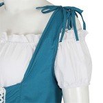 Renaissance Pirate Witch Goddess Dress White+Lake Blue-XL