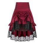 Steampunk Gothic Lace Party Skirt - Red, Large