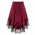 Steampunk Gothic Lace Party Skirt - Red, Large