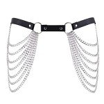 Black Leather Layered Belly Chain for Women