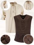 Men's Renaissance Costume Set: Vest, Shirt, Pants, Belt