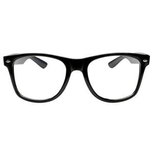 Black Superhero Nerd Glasses for Halloween/Cosplay - Clear Lens