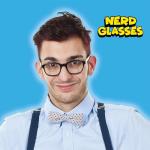 Black Superhero Nerd Glasses for Halloween/Cosplay - Clear Lens