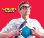 Black Superhero Nerd Glasses for Halloween/Cosplay - Clear Lens