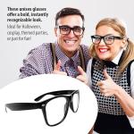 Black Superhero Nerd Glasses for Halloween/Cosplay - Clear Lens