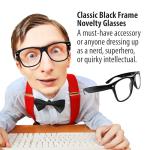 Black Superhero Nerd Glasses for Halloween/Cosplay - Clear Lens