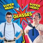 Black Superhero Nerd Glasses for Halloween/Cosplay - Clear Lens