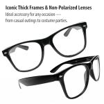 Black Superhero Nerd Glasses for Halloween/Cosplay - Clear Lens