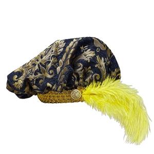 Willyacos Men's Medieval Tudor Feather Muffin Top Hat
