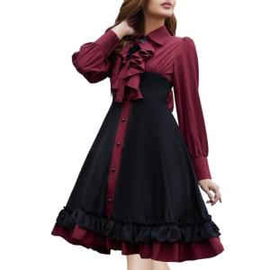 Gothic Black and Red Dress with Bows