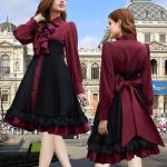 Gothic Black and Red Dress with Bows