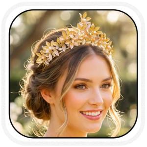 Gold Leaf Headband Goddess Headdress with Pearl