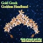 Gold Leaf Headband Goddess Headdress with Pearl