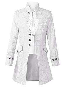 White Large Steampunk Renaissance Pirate Jacket - Men's