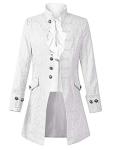 White Large Steampunk Renaissance Pirate Jacket - Men's