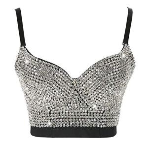 atokiss Women's Handmade Rhinestone Shining Diamond Bustier