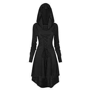 Black Hooded Renaissance Dress for Women - Large