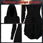 Black Hooded Renaissance Dress for Women - Large