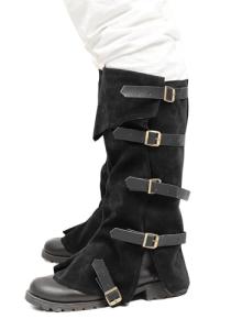 KUOIN Faux Suede Leg Covers Steampunk Gaiters Black