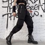 Black Chained Cargo Pants for Women (Size M)