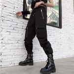 Black Chained Cargo Pants for Women (Size M)
