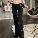 Y2K Gothic High Waisted Cargo Jeans Streetwear Fashion