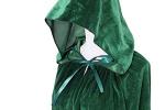 Long Green Velvet Cape for Cosplay
