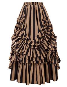 Striped Steampunk Gothic High Low Skirt (M)