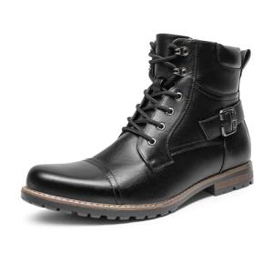 Black Motorcycle Combat Boots for Men