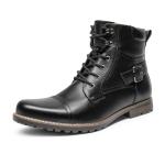 Black Motorcycle Combat Boots for Men