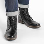 Black Motorcycle Combat Boots for Men