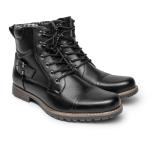 Black Motorcycle Combat Boots for Men