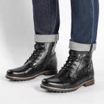 Black Motorcycle Combat Boots for Men