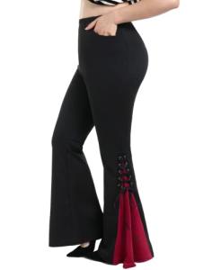 Gothic Lace Up Flare Pants - Plus Size