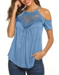 Boho Hippie Country Concert Top Light Blue Women's Shirt