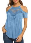 Boho Hippie Country Concert Top Light Blue Women's Shirt