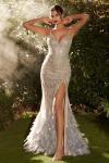 Glimmering Mermaid Gown with Feathered Details