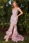 Glimmering Mermaid Gown with Feathered Details