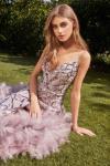 Glimmering Mermaid Gown with Feathered Details