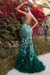 Glimmering Mermaid Gown with Feathered Details