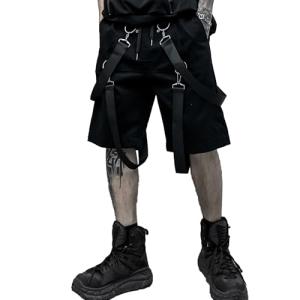 XYXIONGMAO Cyberpunk Men's Techwear Cargo Shorts (Black)