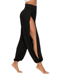 AvaCostume Black Harem Pants with High Slit