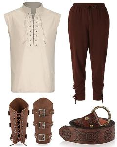 Men's Renaissance Pirate Costume Set with Arm Guards